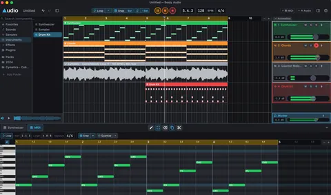 Boojy Audio with a multitrack project open